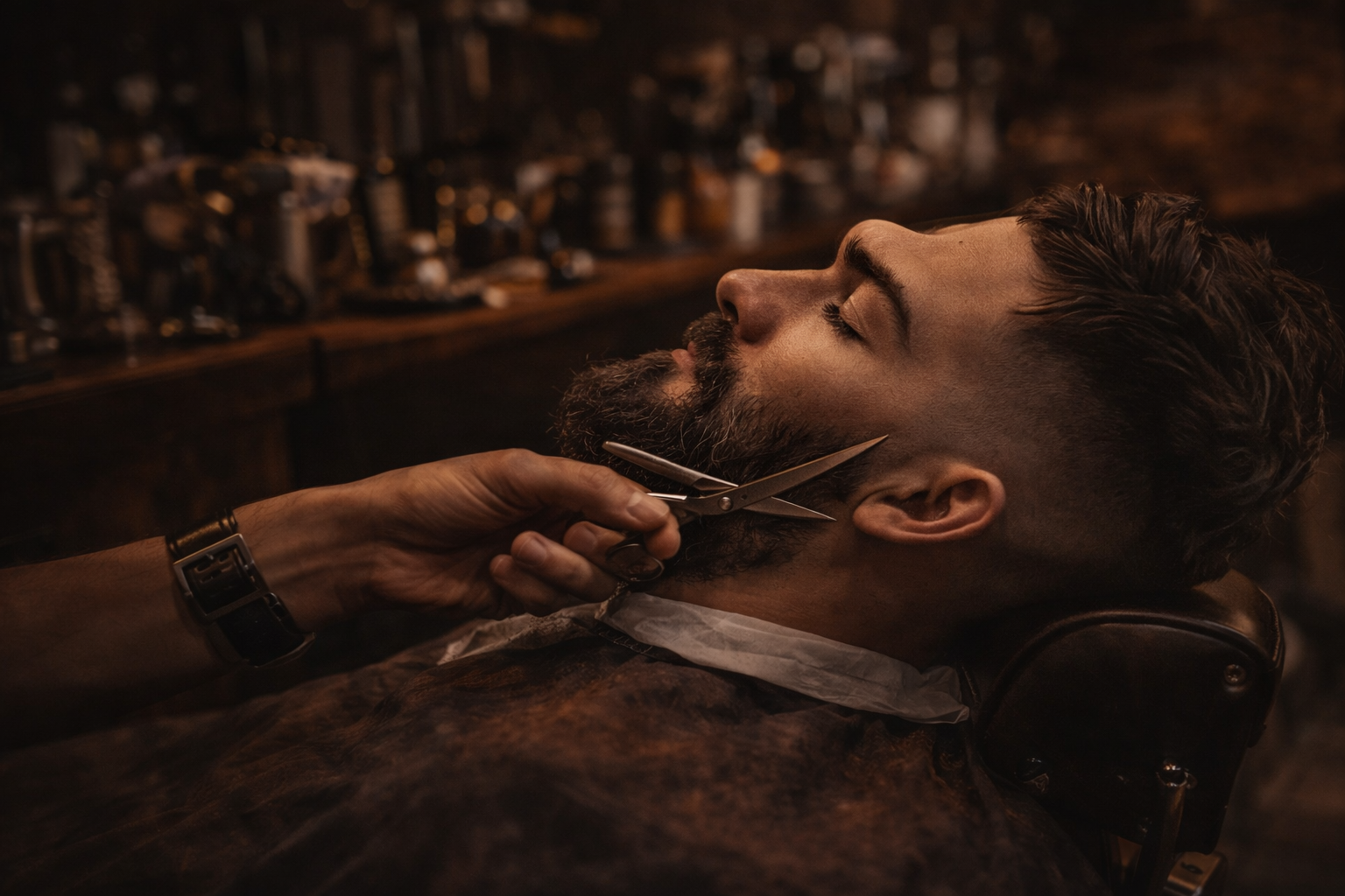 Warm barbershop coffee lounge mood